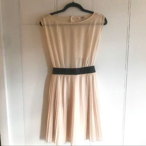 Pale Pink Party Dress w/ Pleats & Black Details